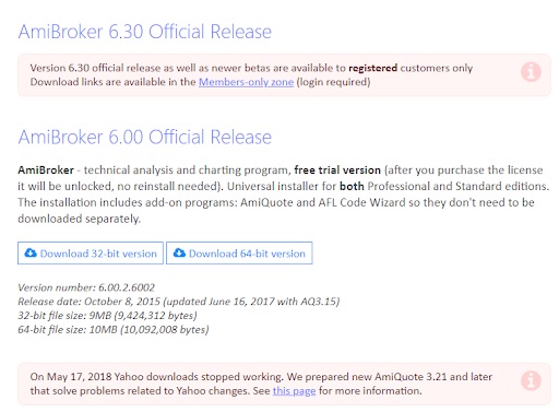  Tải phiên bản phần mềm Amibroker phù hợp về máy tính 